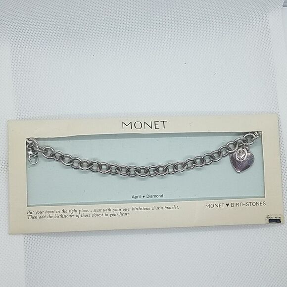 NWT Monet April Birthstone Charm Bracelet - Picture 1 of 5